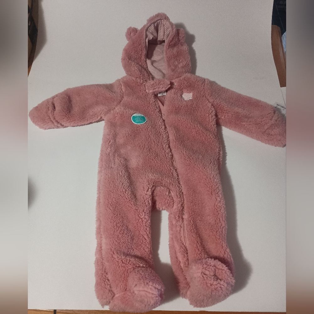 Carter's Just One You Baby Girls Fox Sherpa Pram Snowsuit Bodysuit Size 6 Months